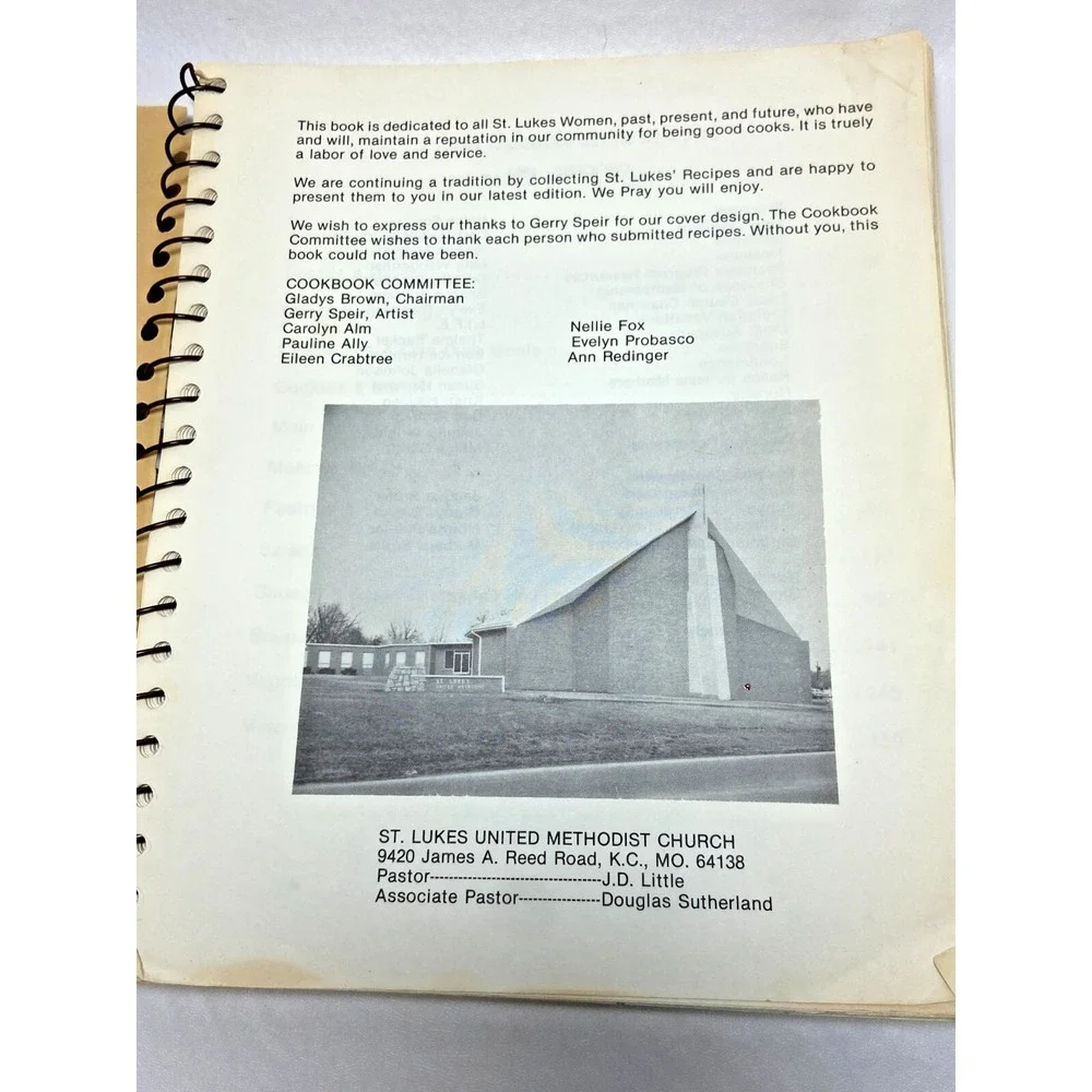 1980s‎ St. Luke's United Methodist Church 1984 Spiral Cookbook KCMO Kansas City
